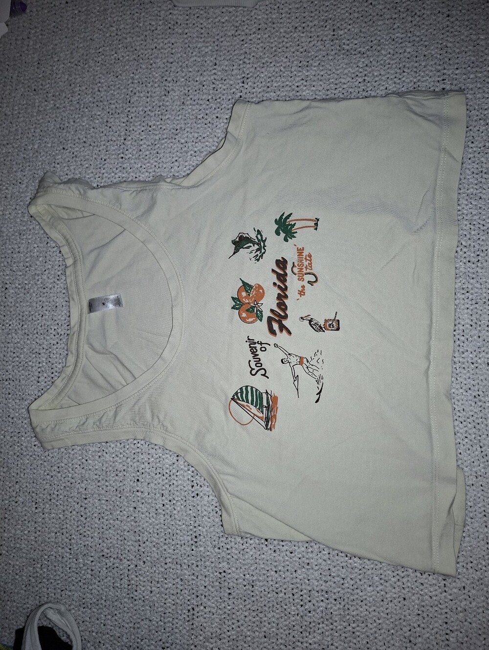 Florida Souvenir Graphic Crop Tank Top - Cream